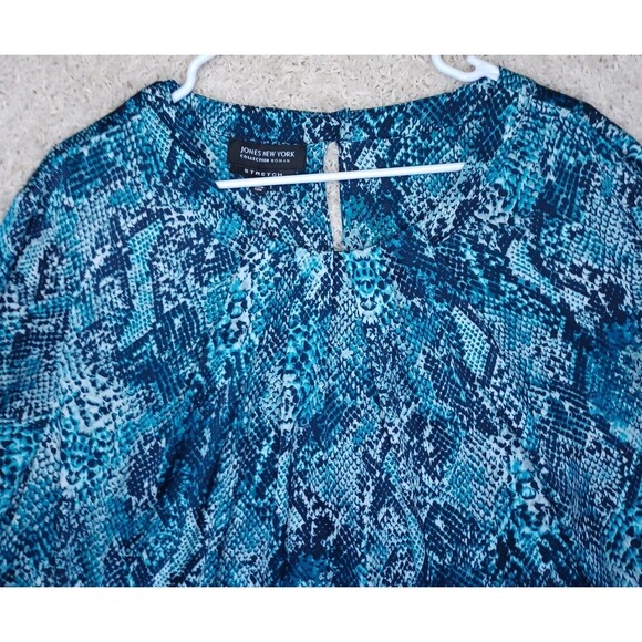 Jones New York Womens 22W Snake Reptile Print Button Blouse Top Streach - Picture 8 of 16